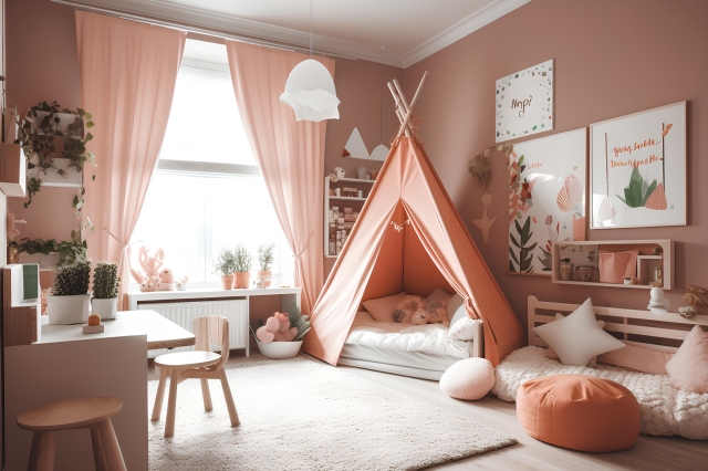 ピンクの可愛い子供部屋